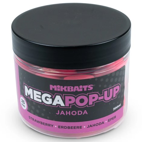 MIKBAITS - Mega plovoucí Fluo boilie 25 mm 300 ml Jahoda