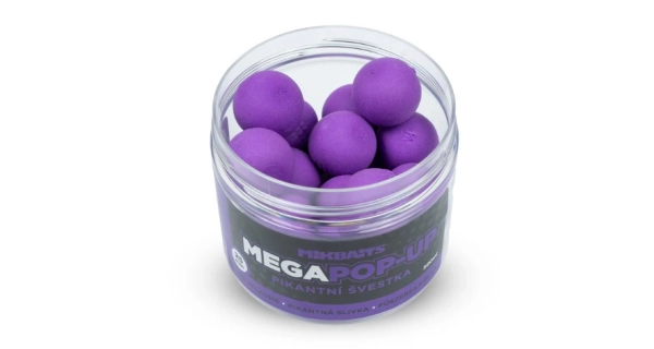 MIKBAITS - Mega plovoucí Fluo boilie 25 mm 300 ml Pikantní švestka