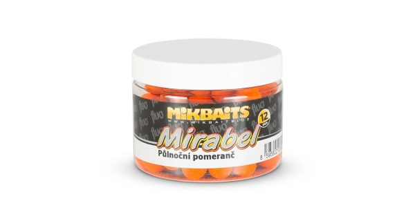 MIKBAITS - Mirabel Fluo boilie 150 ml Půlnoční pomeranč 12 mm