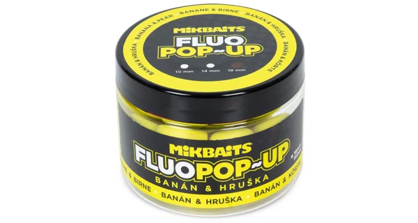 MIKBAITS - Plovoucí boilie Fluo Banán Hruška 150 ml 14 mm