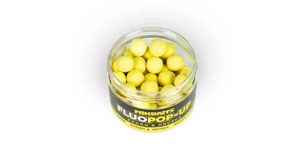 MIKBAITS - Plovoucí boilie Fluo Banán Hruška 150 ml 14 mm