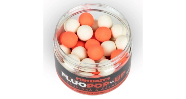 MIKBAITS - Plovoucí boilie Fluo Brusinka česnek 150 ml 14 mm