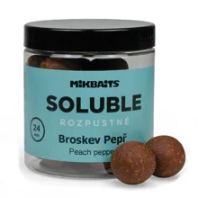 MIKBAITS - Rozpustné boilie Soluble 24 mm 250 ml Broskev pepř