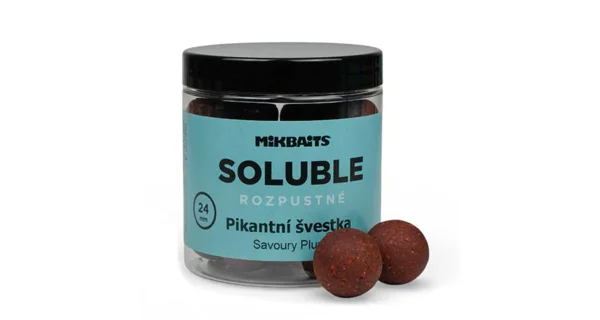 MIKBAITS - Rozpustné boilie Soluble 24 mm 250 ml Pikantní švestka