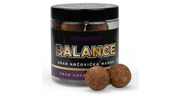 MIKBAITS - Vyvážené boilie Balance Fanatica 24 mm 250 ml Krab Ančovička Mango