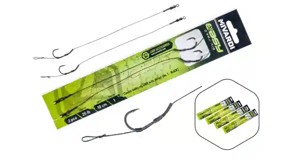 MIVARDI - Návazec Classic Boilie Rig Easy s obratlíkem vel. 2 Černý