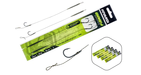MIVARDI - Návazec Classic Boilie Rig Easy s očkem vel. 2 Camo