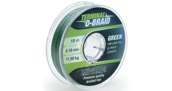 MIVARDI - Šňůra Terminal D-Braid - Green 0,12 mm 15 m