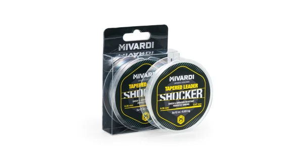 MIVARDI - Ujímaný vlasec Shocker Tapered Leader 0,26–0,47 mm 5,35 kg 5 x 12 m