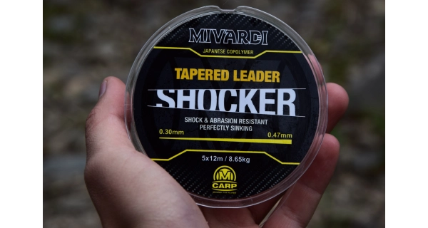 MIVARDI - Ujímaný vlasec Shocker Tapered Leader 0,28–0,47 mm 6,95 kg 5 x 12 m