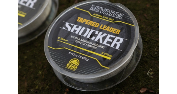 MIVARDI - Ujímaný vlasec Shocker Tapered Leader 0,28–0,47 mm 6,95 kg 5 x 12 m