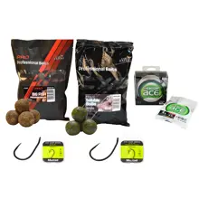 MUSTAD - Sada boilies s háčky Wide Gape + Ultra NP Carp XV2 Continental Strong + Vlasec