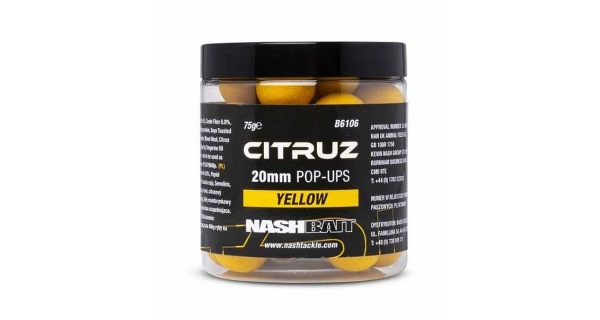 NASH - Boilie Pop Ups Citruz Yellow 20 mm 75 g + Booster Spray 3 ml