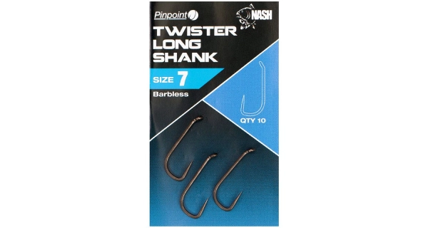 NASH - Háčky Pinpoint Twister Long Shank Barbless vel. 7 10 ks