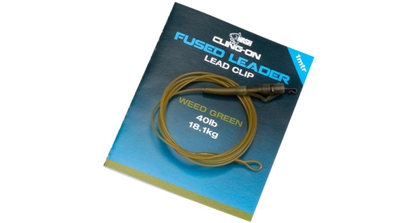 NASH - Koncová montáž Cling-On Fused Lead Clip Leader Weed 40 lb 1 m