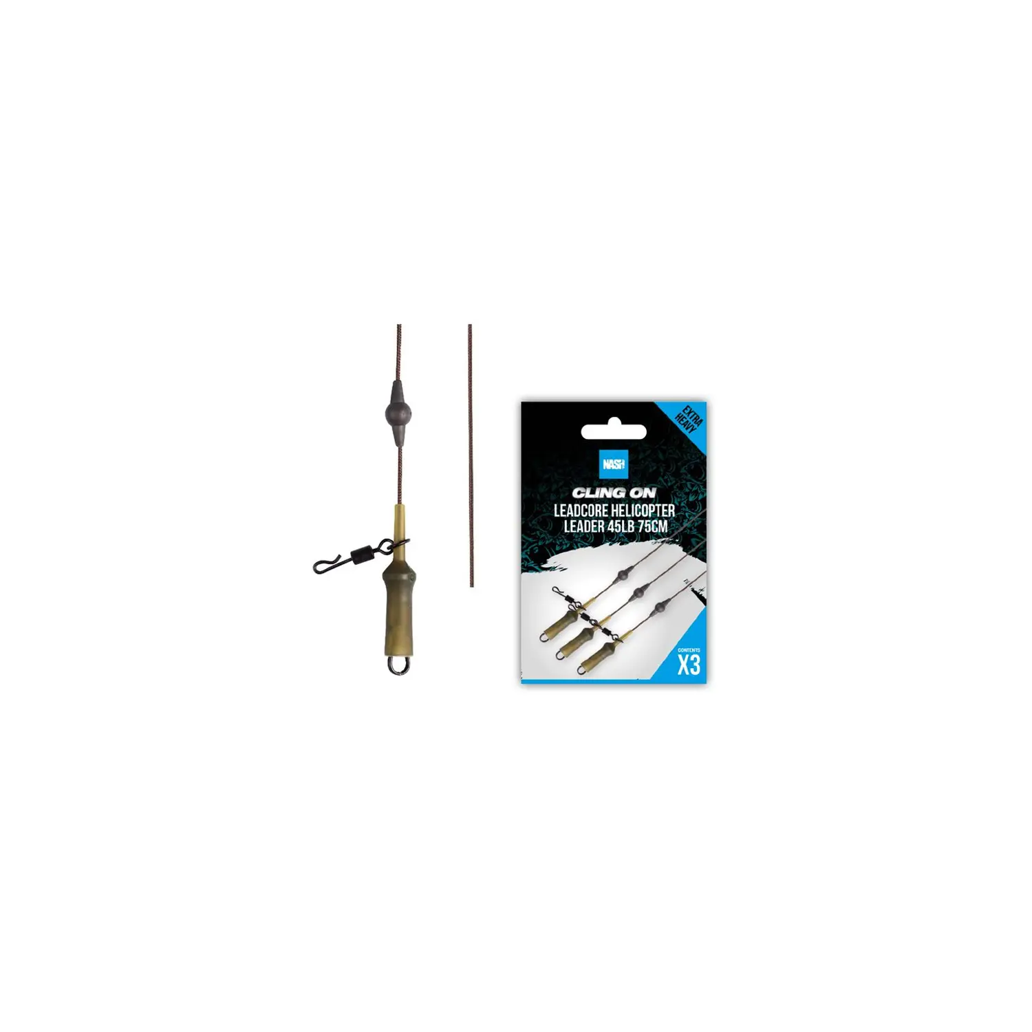 NASH - Montáž Cling On Leadcore Helicopter Leader 75 cm 45 lb 3 ks