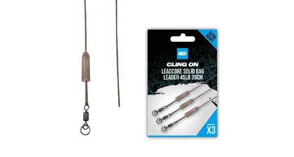NASH - Montáž Cling On Leadcore Solid Bag Leader 35 cm 45 lb 3 ks