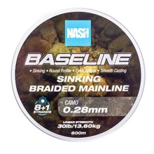 NASH - Pletená šňůra Baseline Sinking Braid Camo 600 m 0,28 mm 13,6 kg