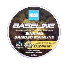 NASH - Pletená šňůra Baseline Sinking Braid UV Yellow 600 m 0,24 mm 11,33 kg