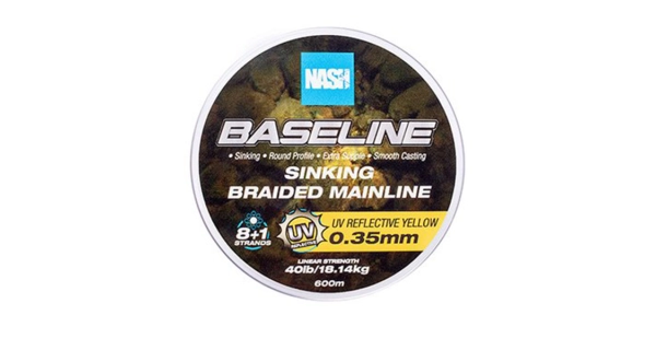NASH - Pletená šňůra Baseline Sinking Braid UV Yellow 600 m 0,35 mm 18,14 kg