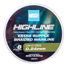 NASH - Pletená šňůra Highline Extra Supple Braid Green 1200 m 0,24 mm 13,6 kg