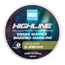 NASH - Pletená šňůra Highline Extra Supple Braid Green 1200 m 0,28 mm 15,87 kg