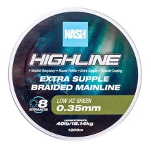 NASH - Pletená šňůra Highline Extra Supple Braid Green 1200 m 0,35 mm 18,14 kg