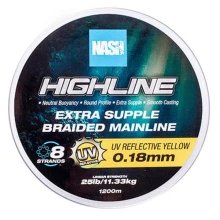 NASH - Pletená šňůra Highline Extra Supple Braid UV Yellow 1200 m 0,18 mm 11,33 kg