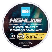 NASH - Pletená šňůra Highline Extra Supple Braid UV Yellow 1200 m 0,24 mm 13,6 kg