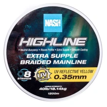 NASH - Pletená šňůra Highline Extra Supple Braid UV Yellow 1200 m 0,35 mm 18,14 kg