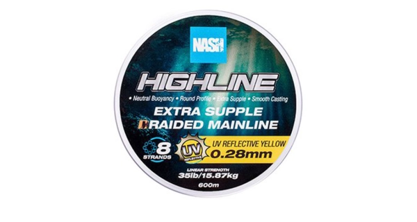 NASH - Pletená šňůra Highline Extra Supple Braid UV Yellow 600 m 0,28 mm 15,87 kg