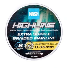 NASH - Pletená šňůra Highline Extra Supple Braid UV Yellow 600 m 0,35 mm 18,14 kg