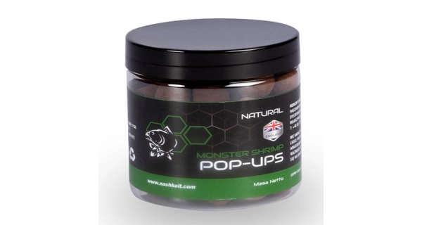 NASH - Plovoucí boilie Pop Ups Monster Shrimp Natural 12 mm 75 g