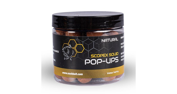 NASH - Plovoucí boilie Pop Ups Scopex Squid Natural 15 mm 75 g
