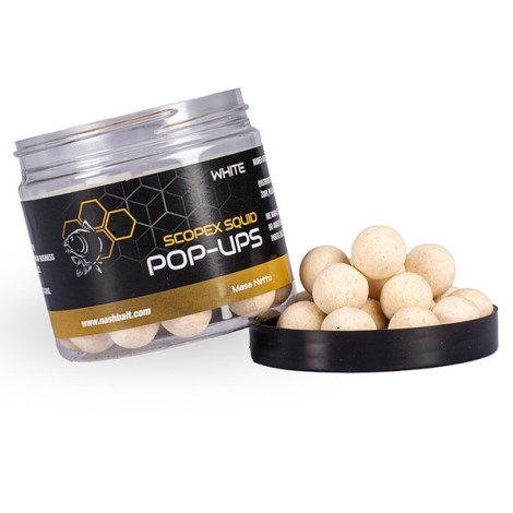 NASH - Plovoucí boilie Pop Ups Scopex Squid White 12 mm 75 g