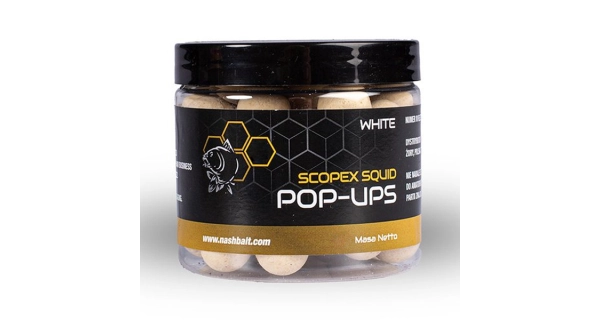 NASH - Plovoucí boilie Pop Ups Scopex Squid White 15 mm 75 g