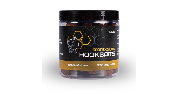 NASH - Tvrzené boilie Hard Hookbaits Scopex Squid 20 mm 125 g