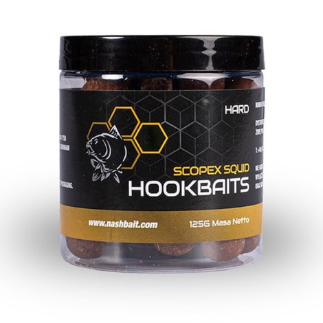 NASH - Tvrzené boilie Hard Hookbaits Scopex Squid 20 mm 125 g