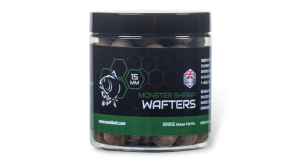 NASH - Vyvážené boilie Monster Shrimp Wafters 15 mm 100 g