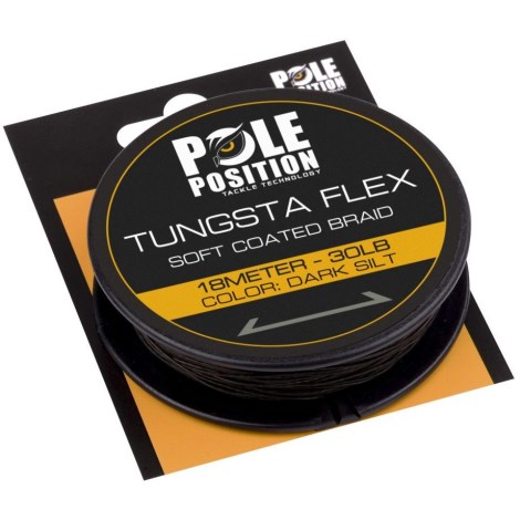 POLE POSITION - Návazcová šňůra Tungsta Flex Coated Braid 18 m 30 lb Dark Silt