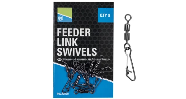 PRESTON - Dvojobratlík s karabinkou Feeder Link Swivels 8 ks