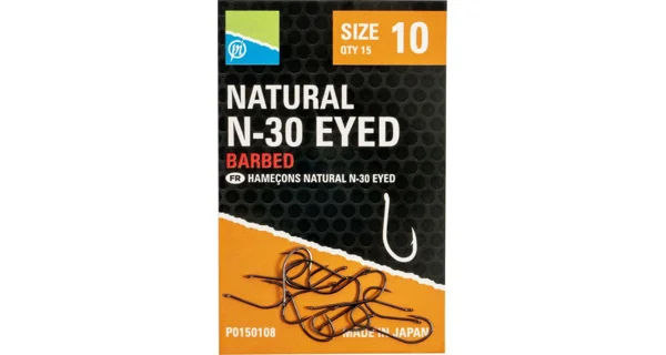 PRESTON - Háčky Natural N-30 Eyed vel. 10 15 ks