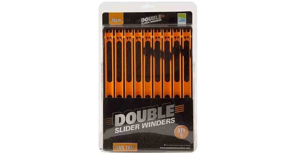 PRESTON - Kostřička Double Slider Winders 26 cm 9 ks Oranžová Plus Tray