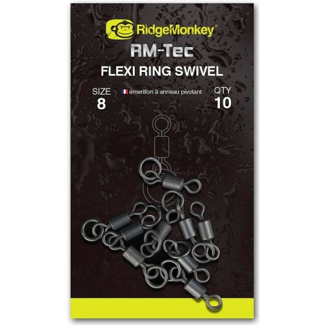 RIDGEMONKEY - Obratlík RM-Tec Flexi Ring Swivel vel. 8 10 ks