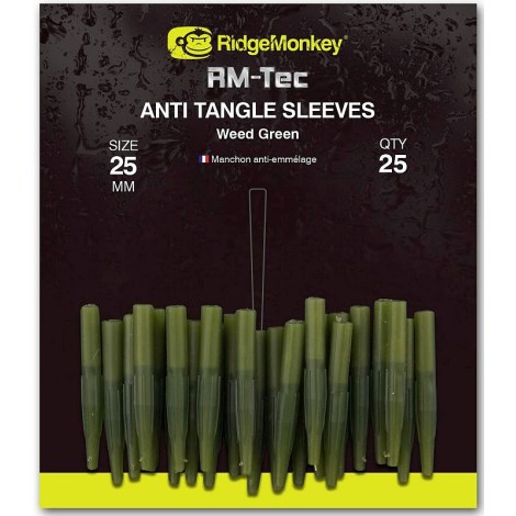 RIDGEMONKEY - Převlek RM-Tec Anti Tangle Sleeves 25 mm zelený 25 ks