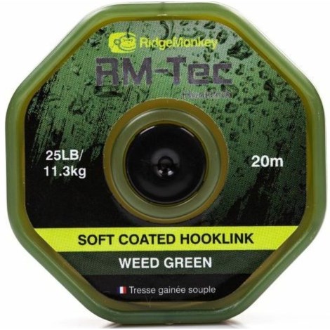 RIDGEMONKEY - Šňůra RM-Tec Soft Coated Hooklink 20 m 35 lb Zelená