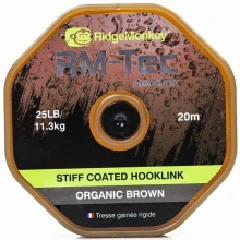 RIDGEMONKEY - Šňůra RM-Tec Stiff Coated Hooklink 20 m 25 lb Hnědá