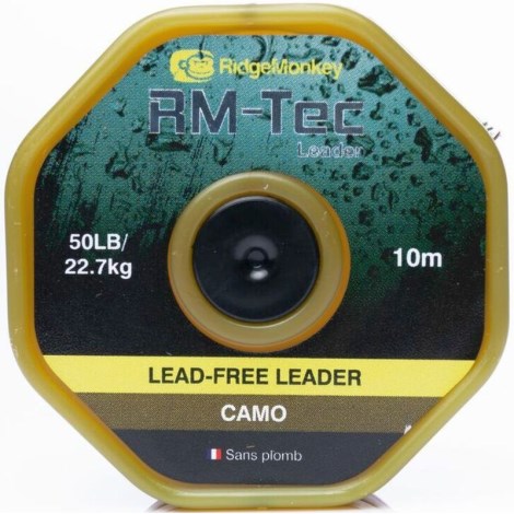 RIDGEMONKEY - Šňůrka RM-Tec Lead Free Leader 50 lb 10 m Camo