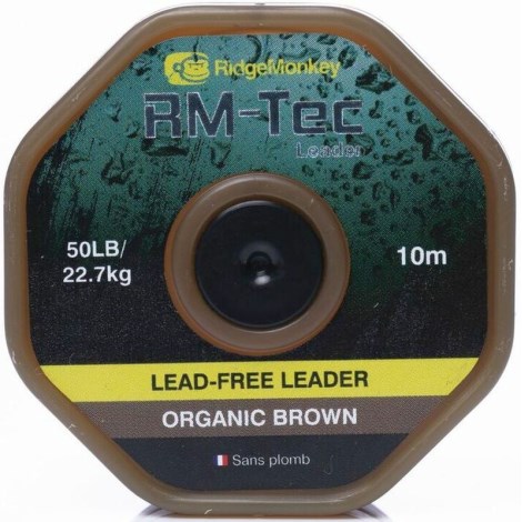 RIDGEMONKEY - Šňůrka RM-Tec Lead Free Leader 50 lb 10 m Organic Brown