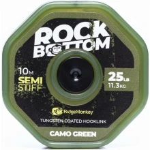 RIDGEMONKEY - Šňůrka RM-Tec Rock Bottom Tungsten Coated Semi-Stiff 25 lb 10 m Camo Green